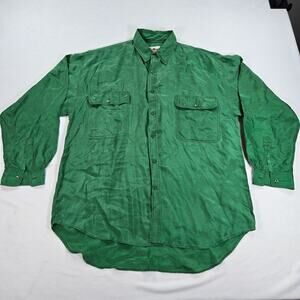 Protest Green Button Up Long Sleeve‎ Silk Lightweight Shirt Men's Size Medium